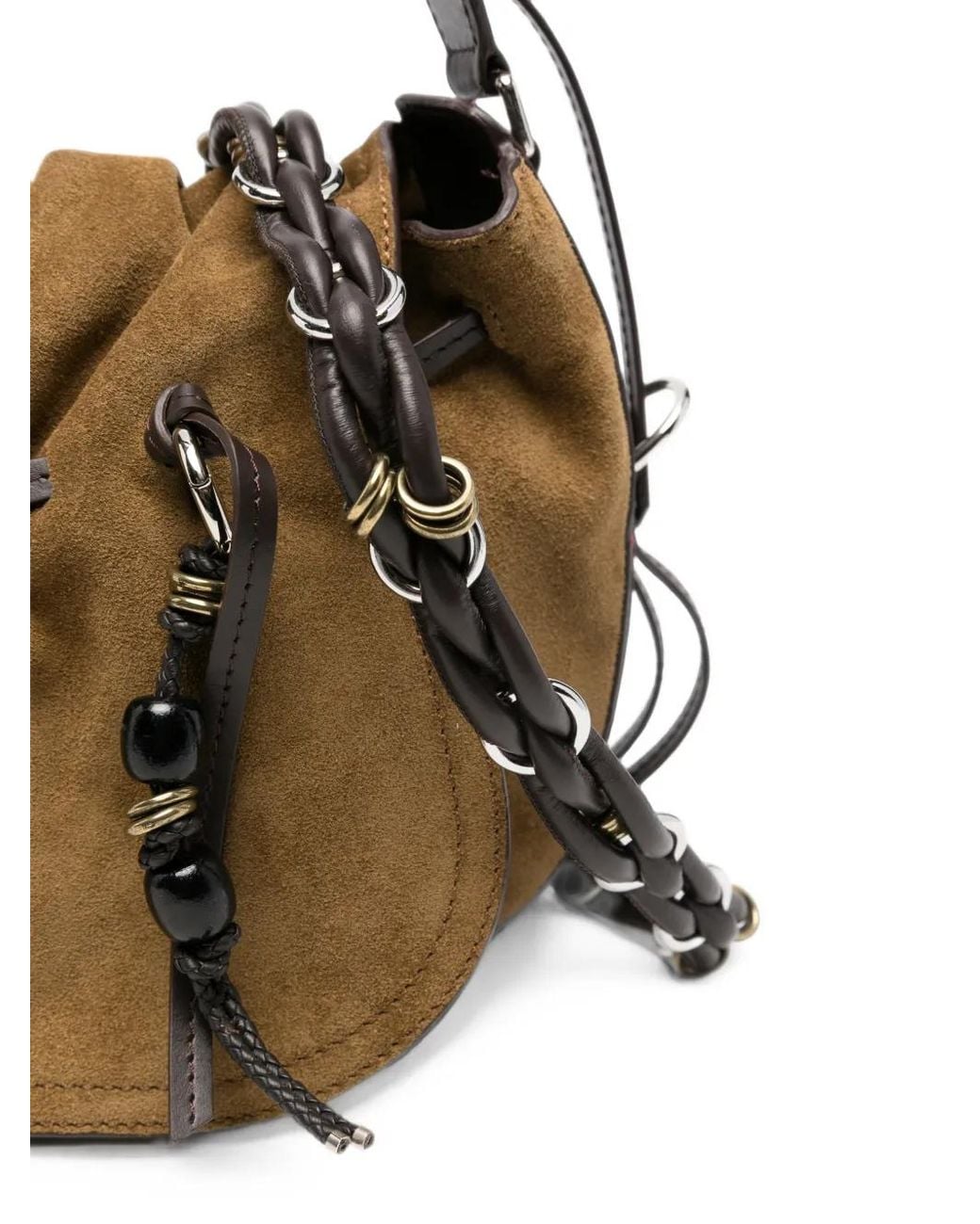 Isabel Marant Natural Bolton Beaded Suede Shoulder Bag