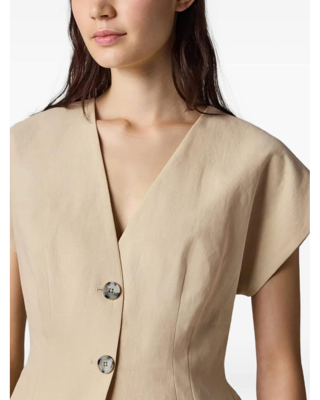 Paul Smith Natural Linen Button Top
