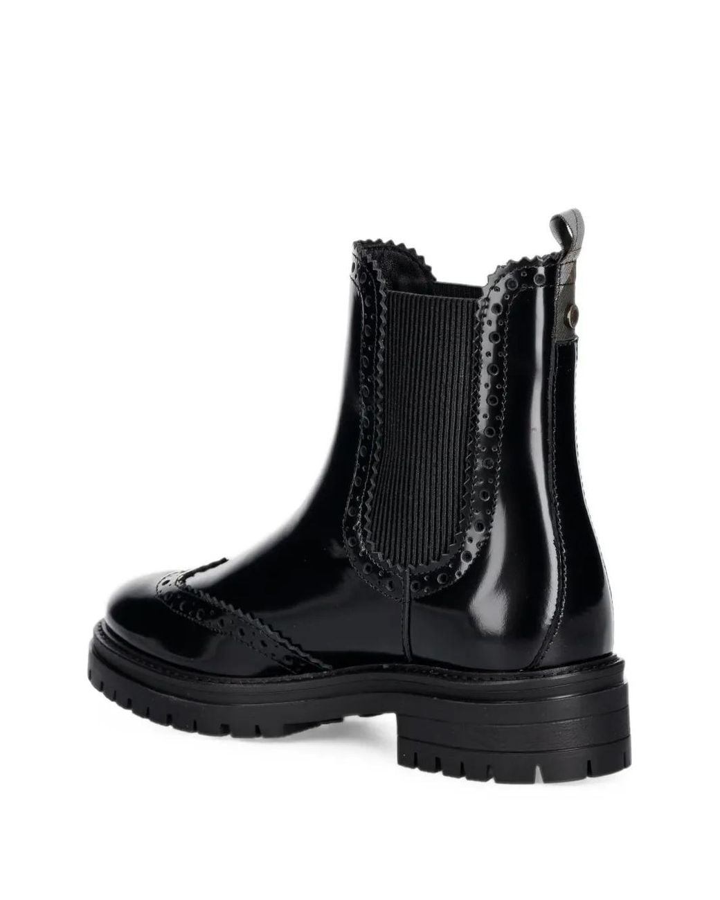 Barbour Black Fawne Brogue-Detail Chelsea Boots