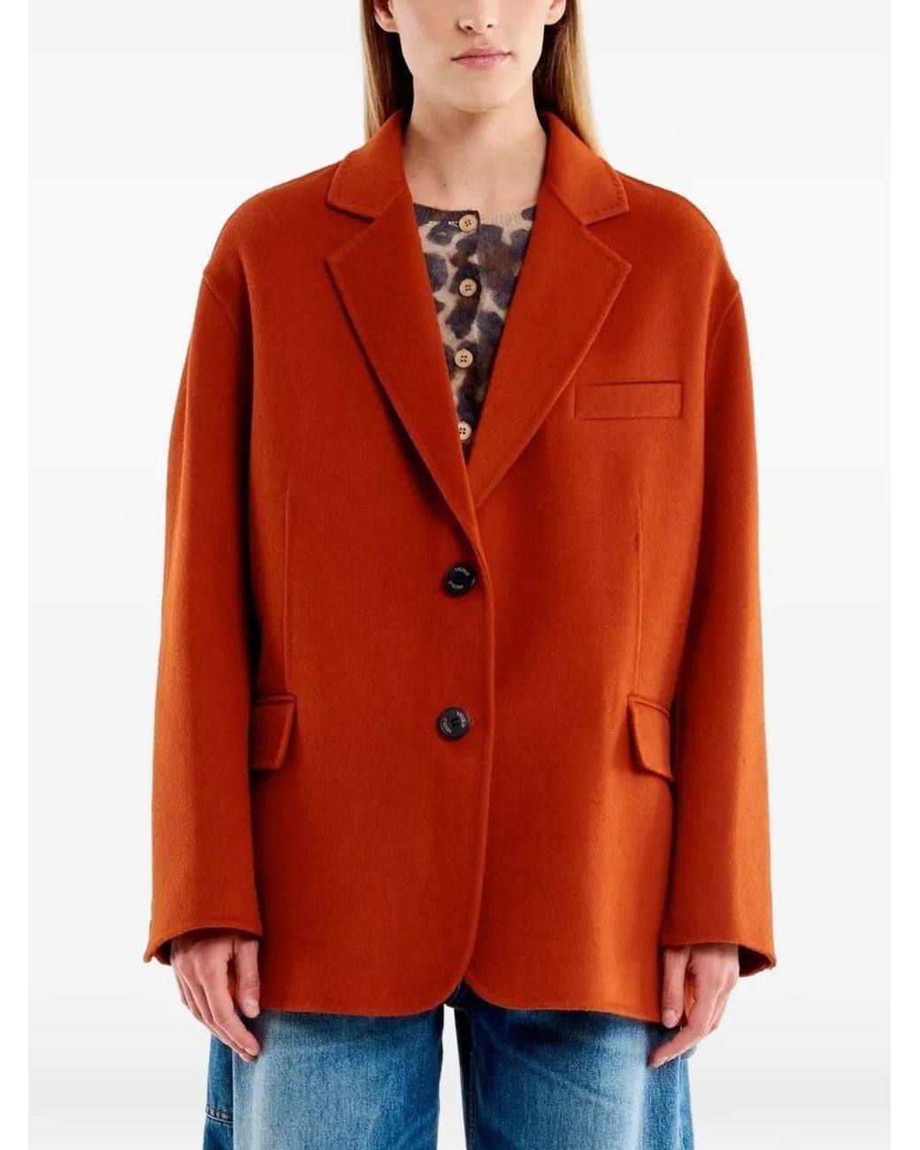 ViCOLO Red Oversized Single-Breasted Blazer