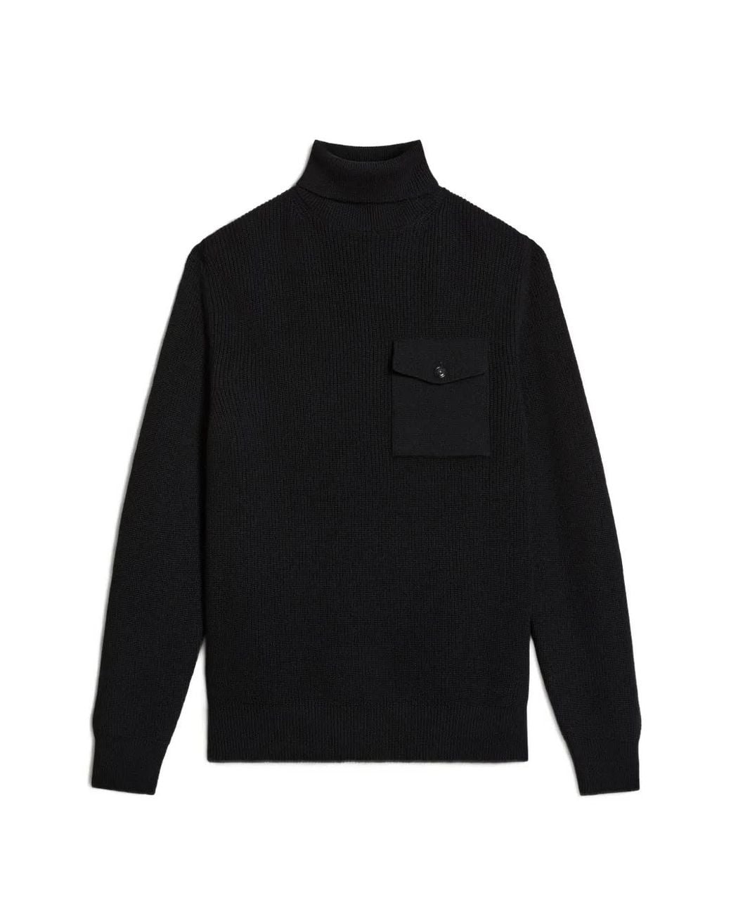 Woolrich Black Turtleneck Pocket-Detail Sweater for men