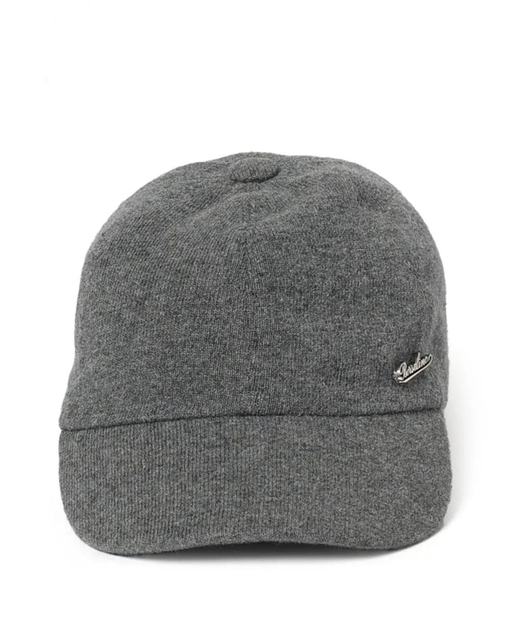 Borsalino Gray Logo-Plaque Cashmere Baseball Cap for men