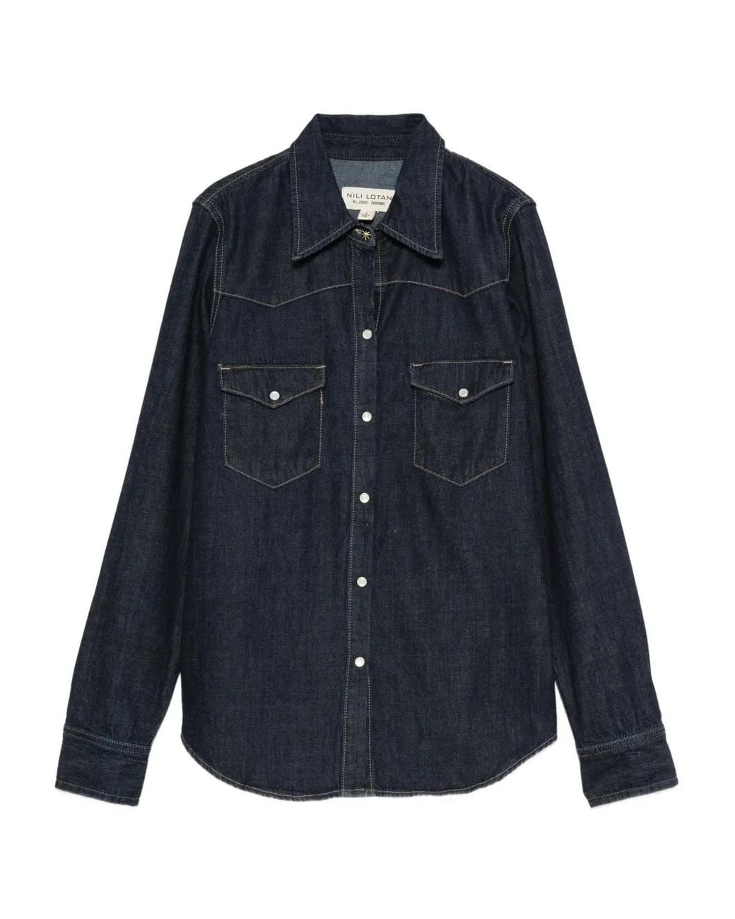 Nili Lotan Blue Chest-Pocket Denim Shirt