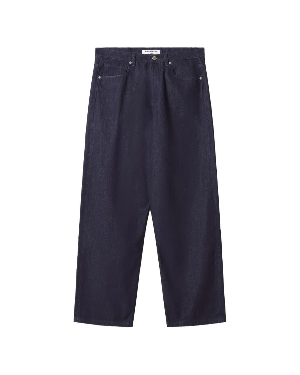 Maison Kitsuné Blue Logo-Patch Wide-Leg Jeans for men