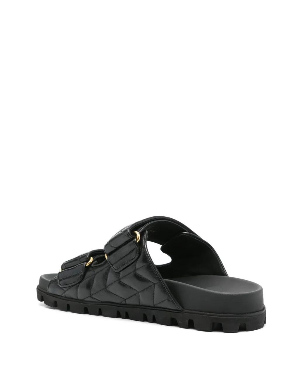 Miu Miu Quilted Nappa Sandals in Black | Lyst