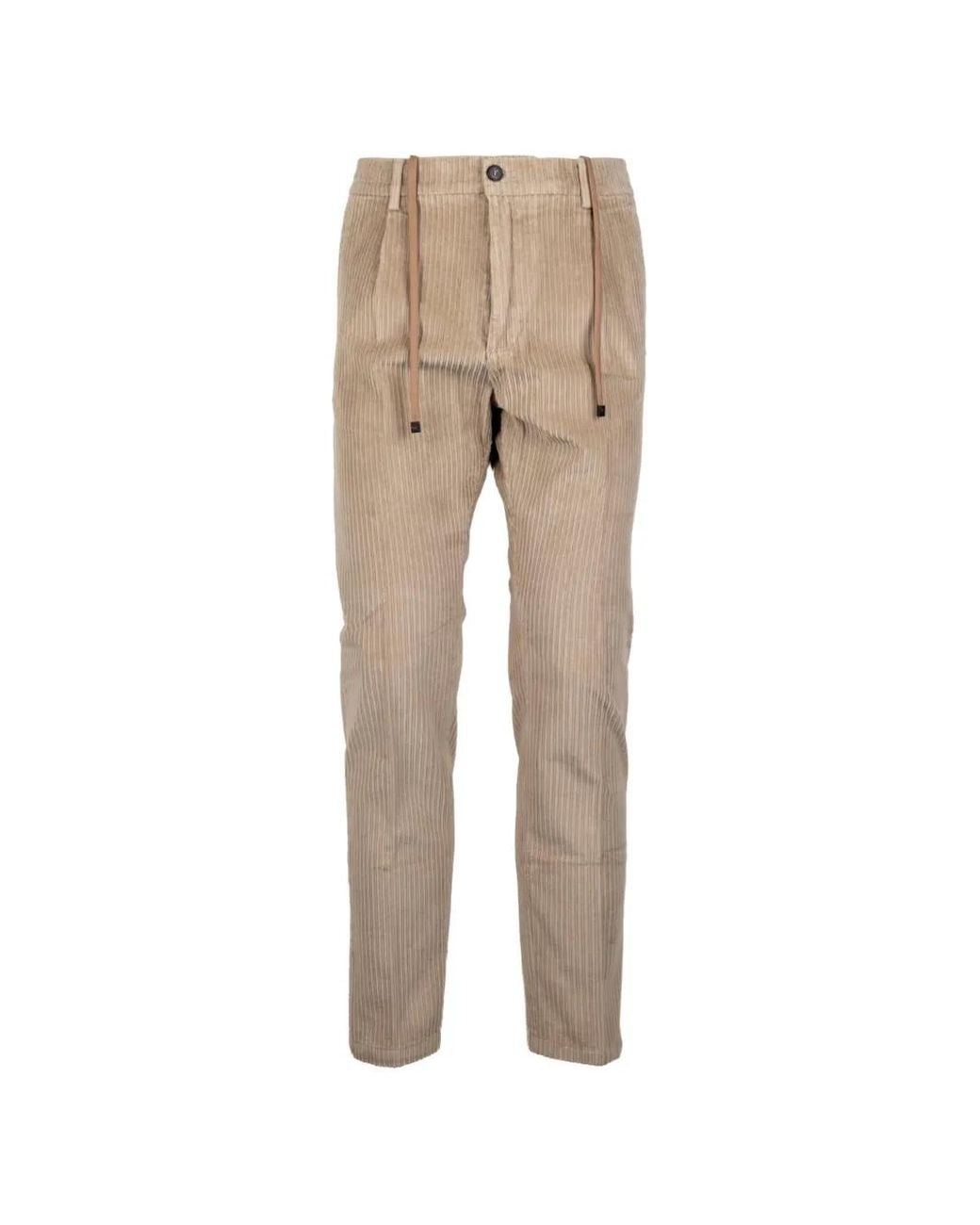 Cruna Natural Corduroy Drawstring-Waist Trousers for men