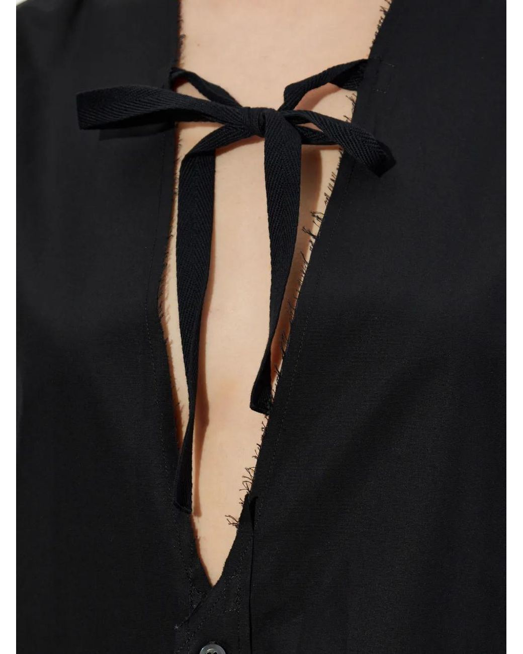 Maison Margiela Black V-Neck Cotton Shirt