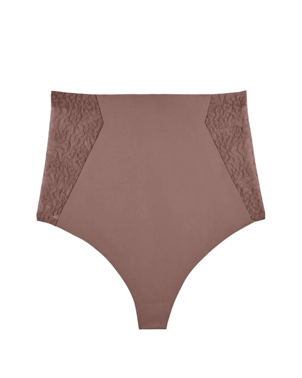 Aubade Brown Sculpt Lace-Panel Thong