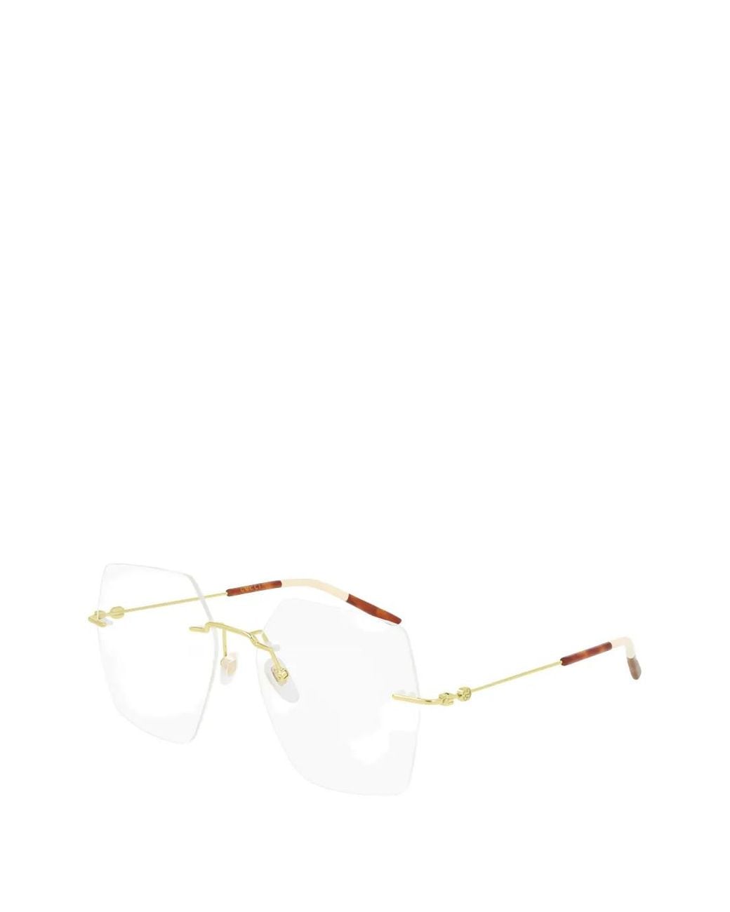 Gucci White Rimless Square-Frame Glasses