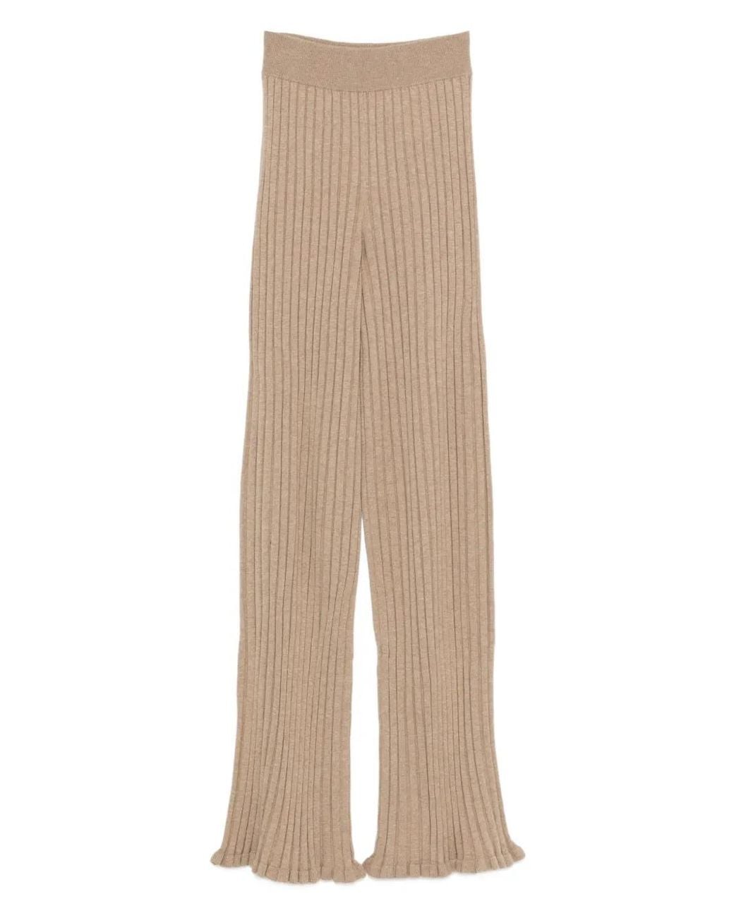 Lisa Yang Natural Ribbed Flared Trousers