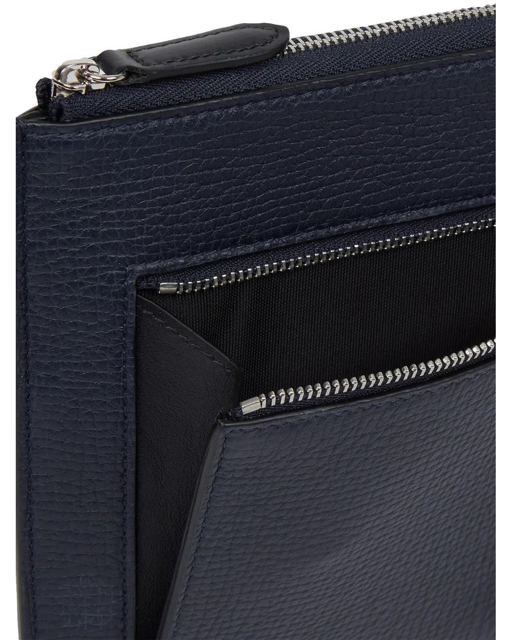 Smythson Blue Flat Travel Organizer Zip-Top Pouch