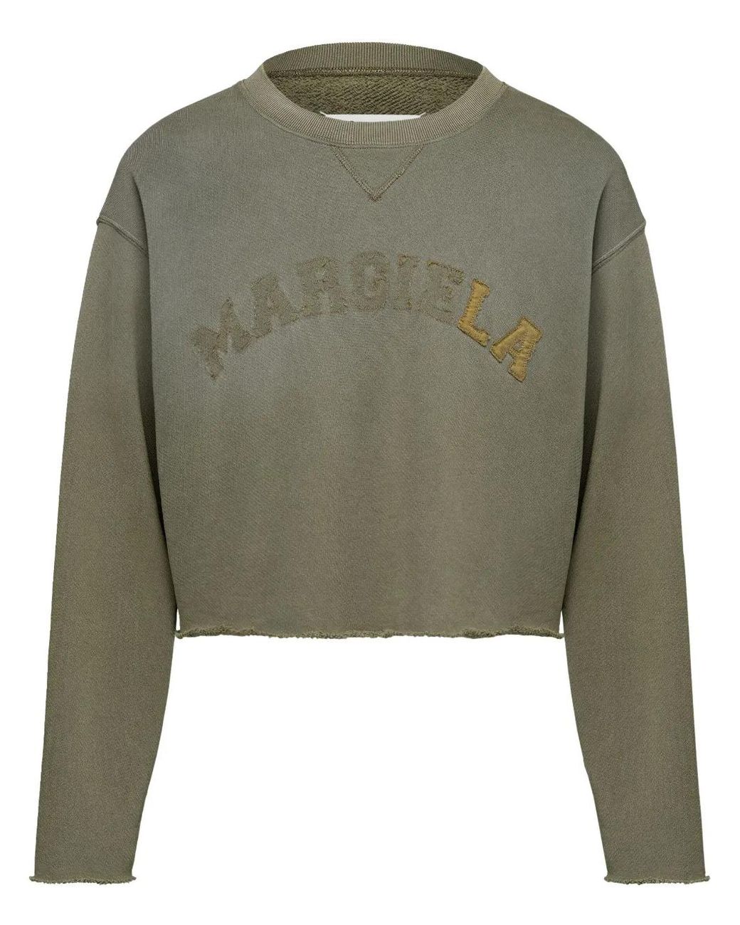 Maison Margiela Green Crop Sweatshirt With Application