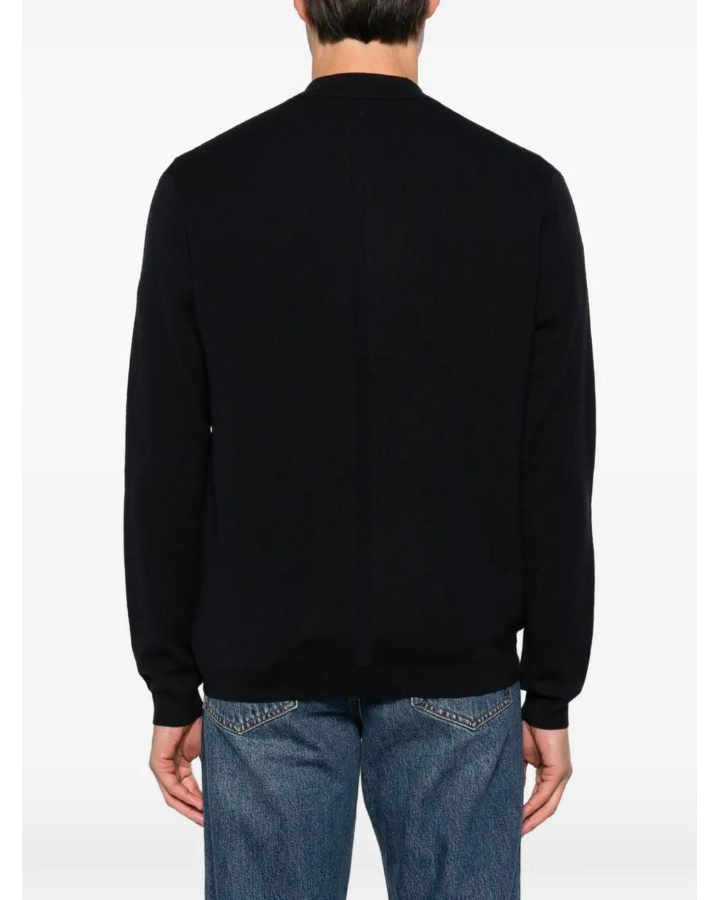 Low Brand Black Long-Sleeve Polo Shirt for men