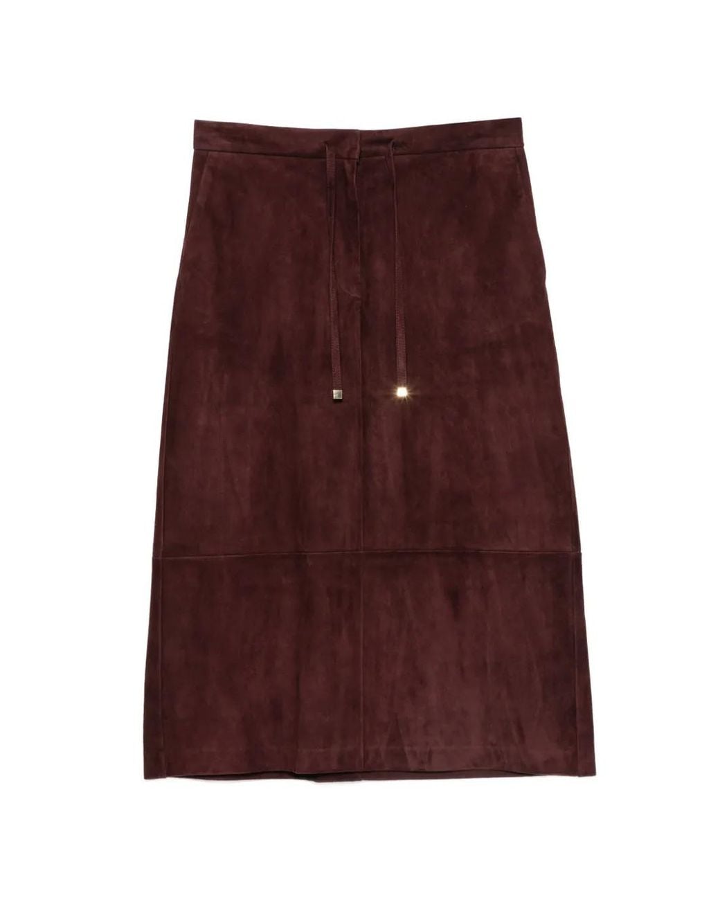 Max Mara Purple Jupe Mi-Longue En Daim À Lien De Resserrage
