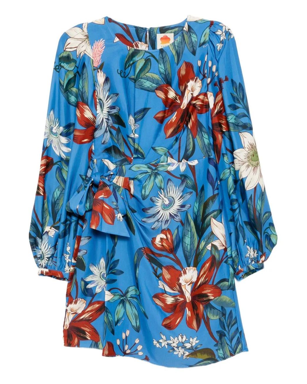 Farm Rio Blue Surreal Flowers Wrap Dress
