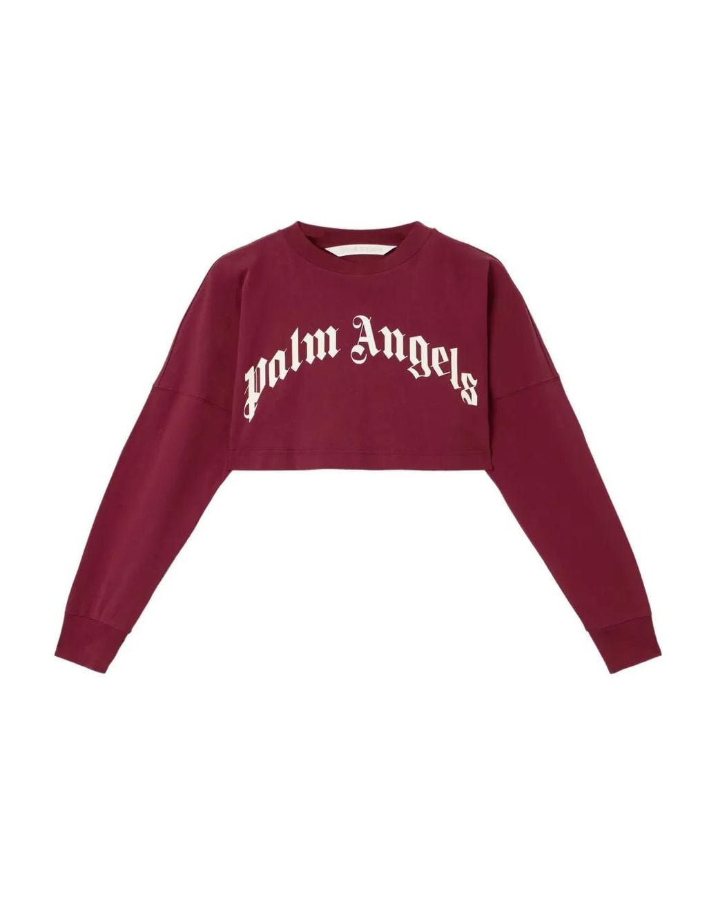 Palm Angels Red Curved-Logo Cropped Sweatshirt