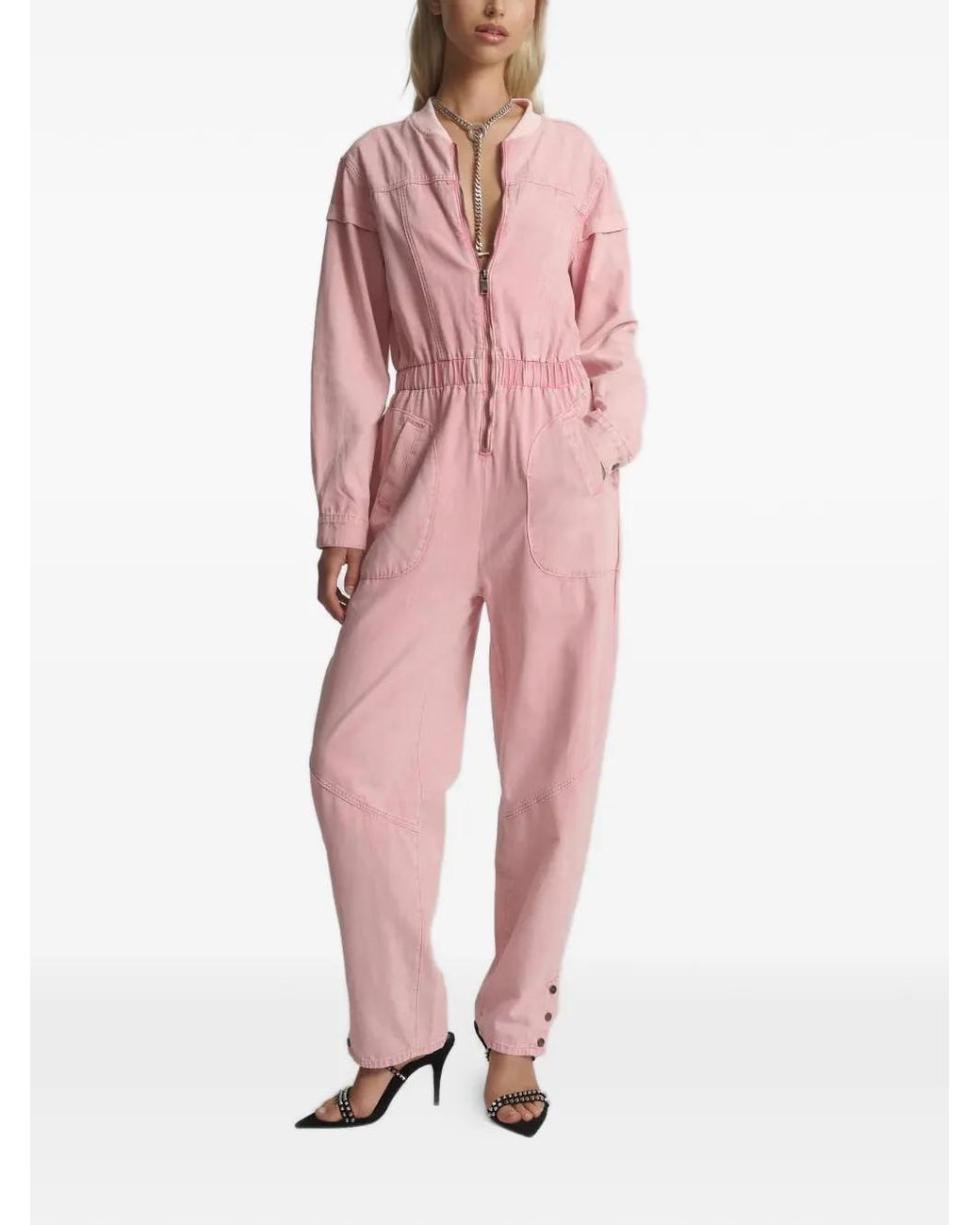 One Teaspoon Pink Cindy Zip-Up Jumpsuit