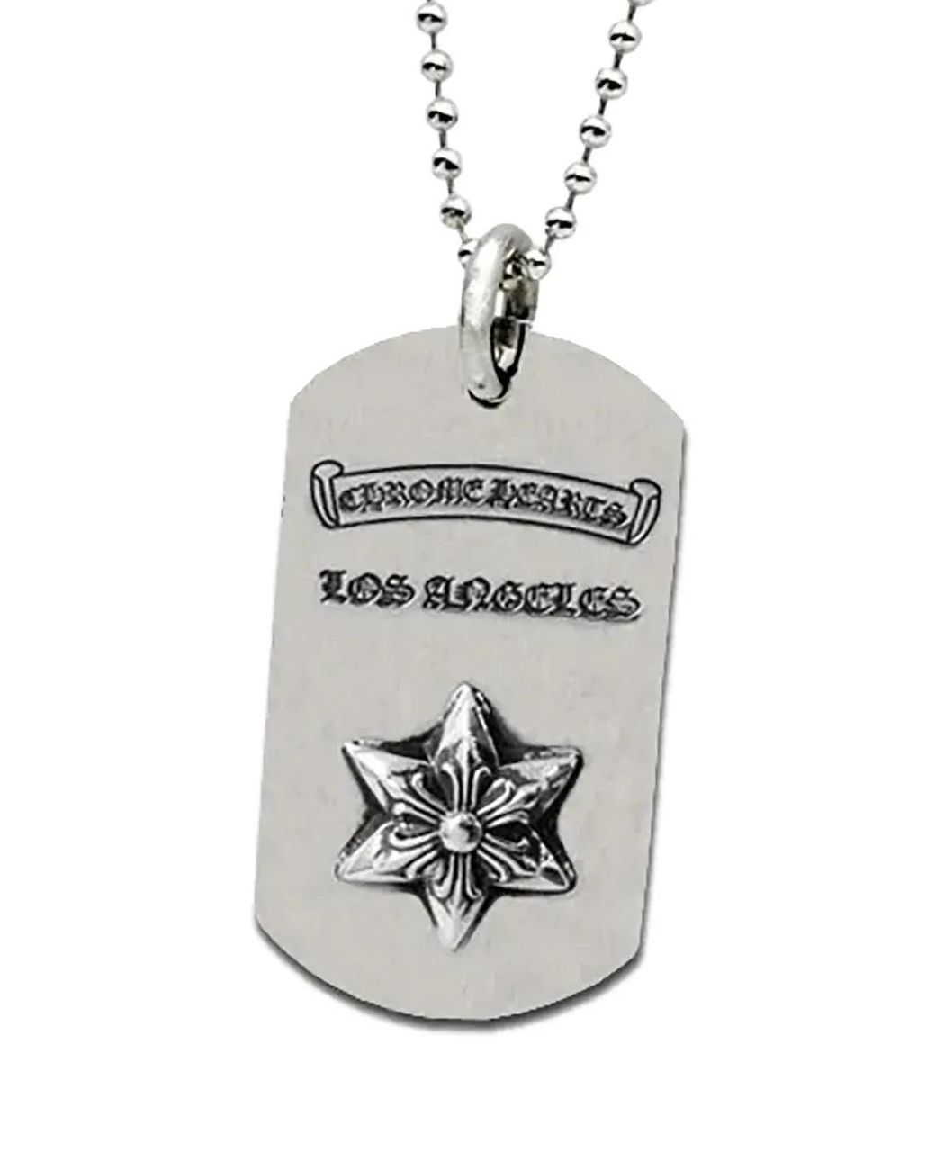 Chrome Hearts Gray Raised Star Dog Tag Necklace for men