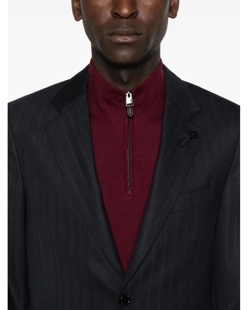 Lardini Black Pinstripe Cotton Suit for men
