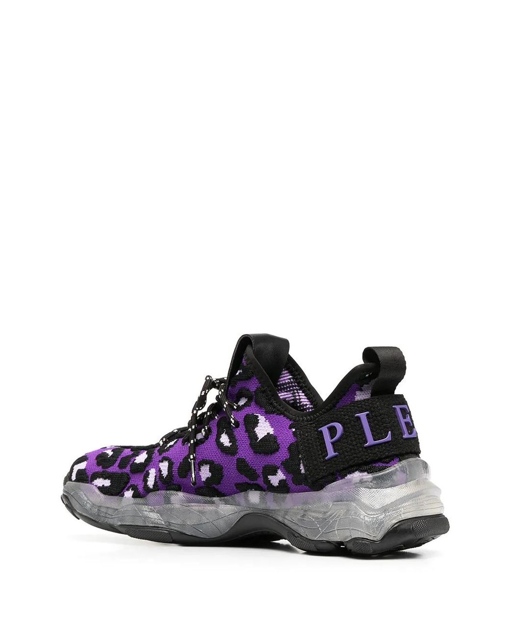 Philipp Plein Purple Runner Leopard-Print Sneakers