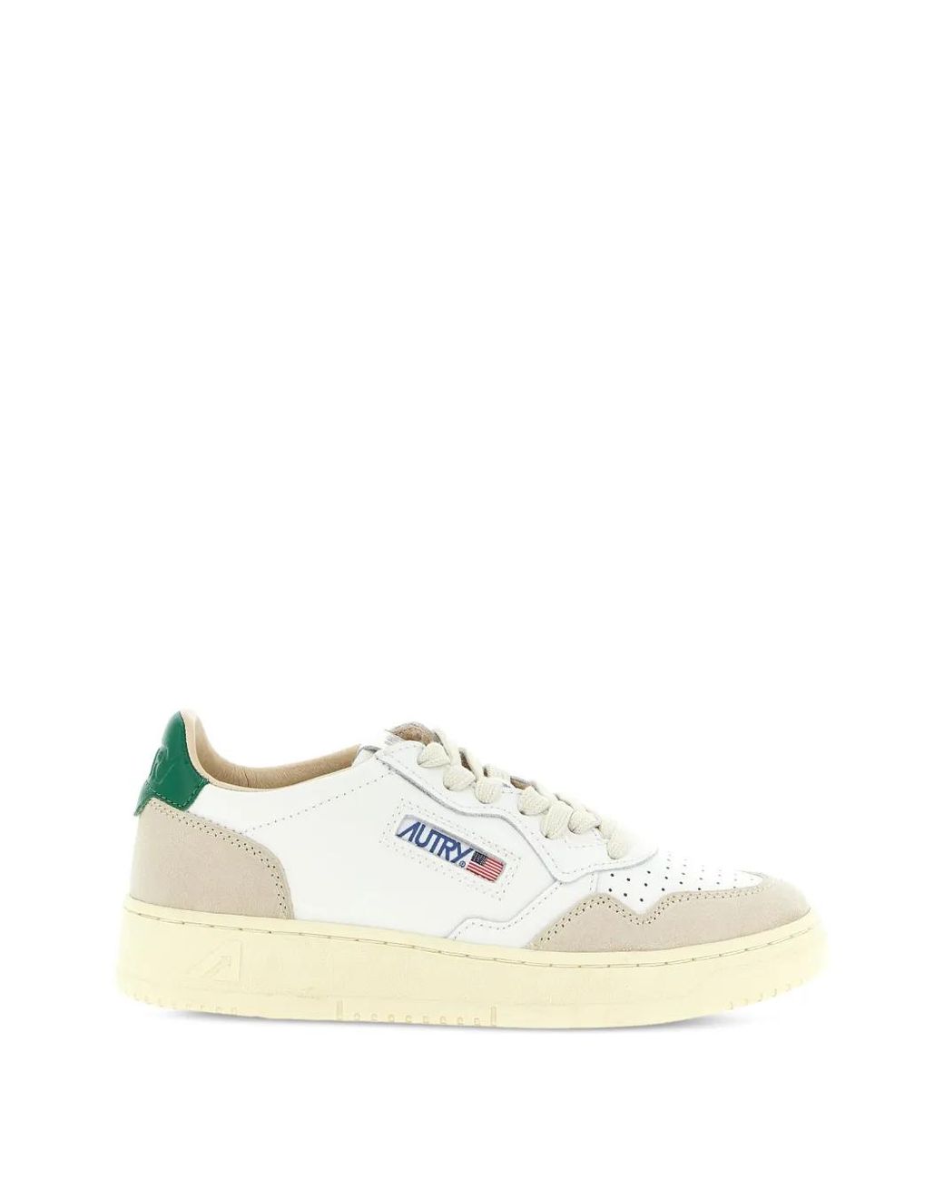 Autry White Medalist Low Leather And Suede Sneakers