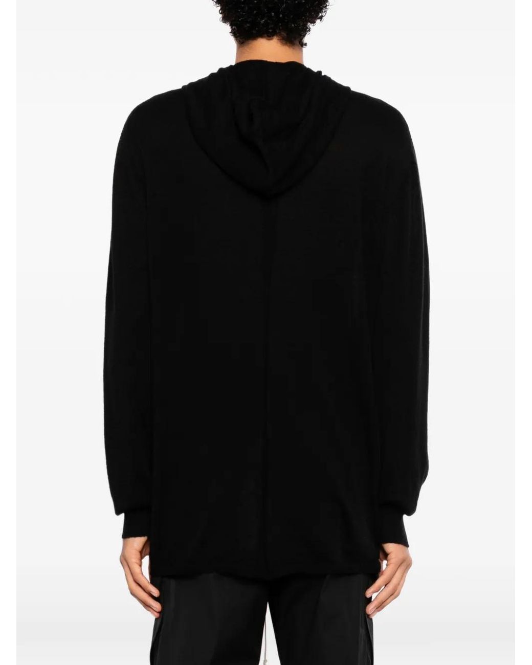 Rick Owens Black Knit Hoodie for men