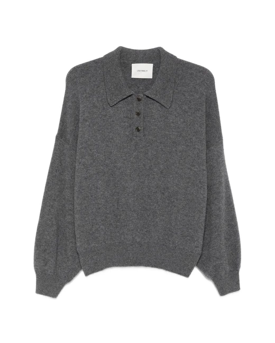 Lisa Yang Gray Etta Cashmere Polo Shirt
