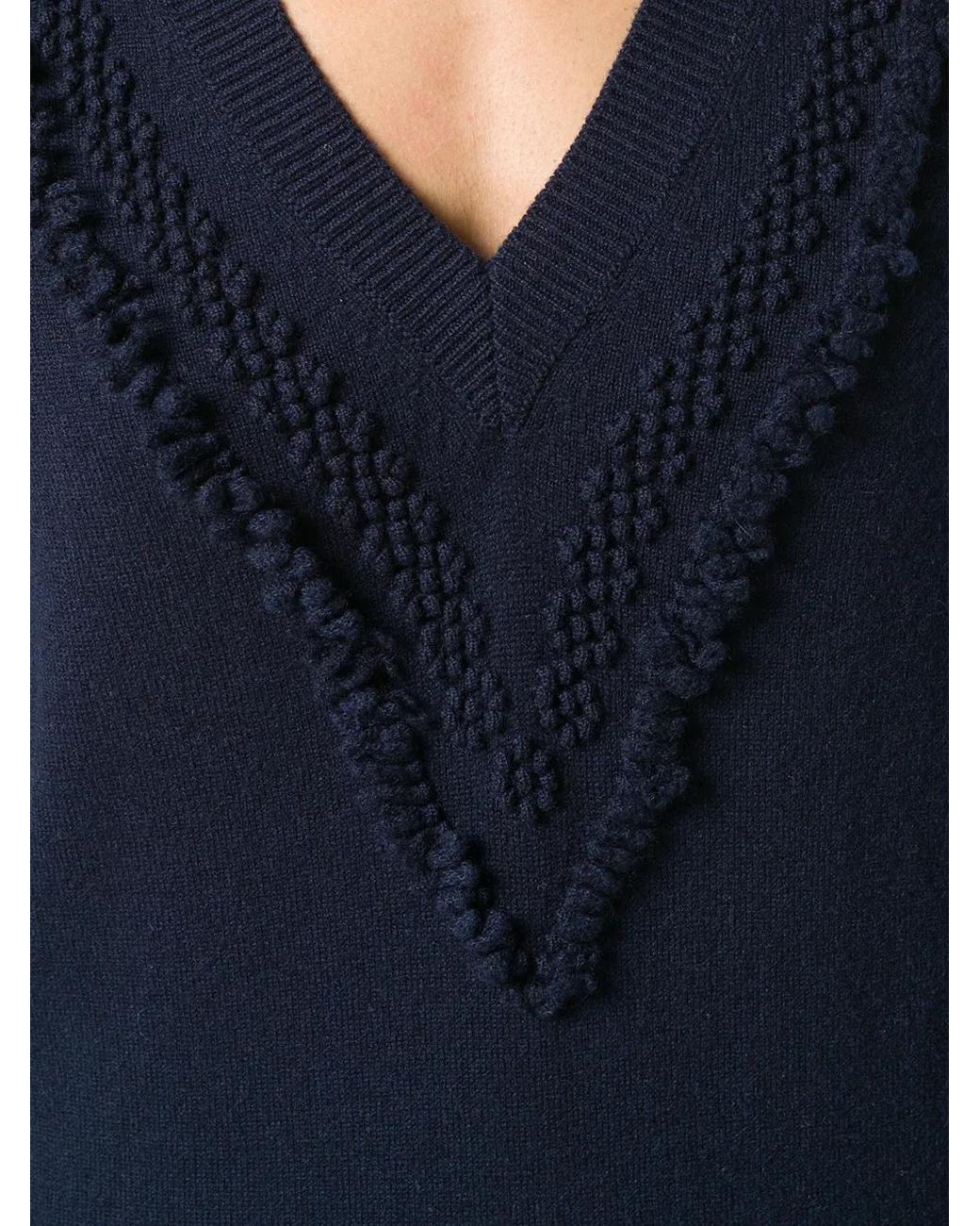 Barrie Blue Romantic Timeless Cashmere V Neck Pullover