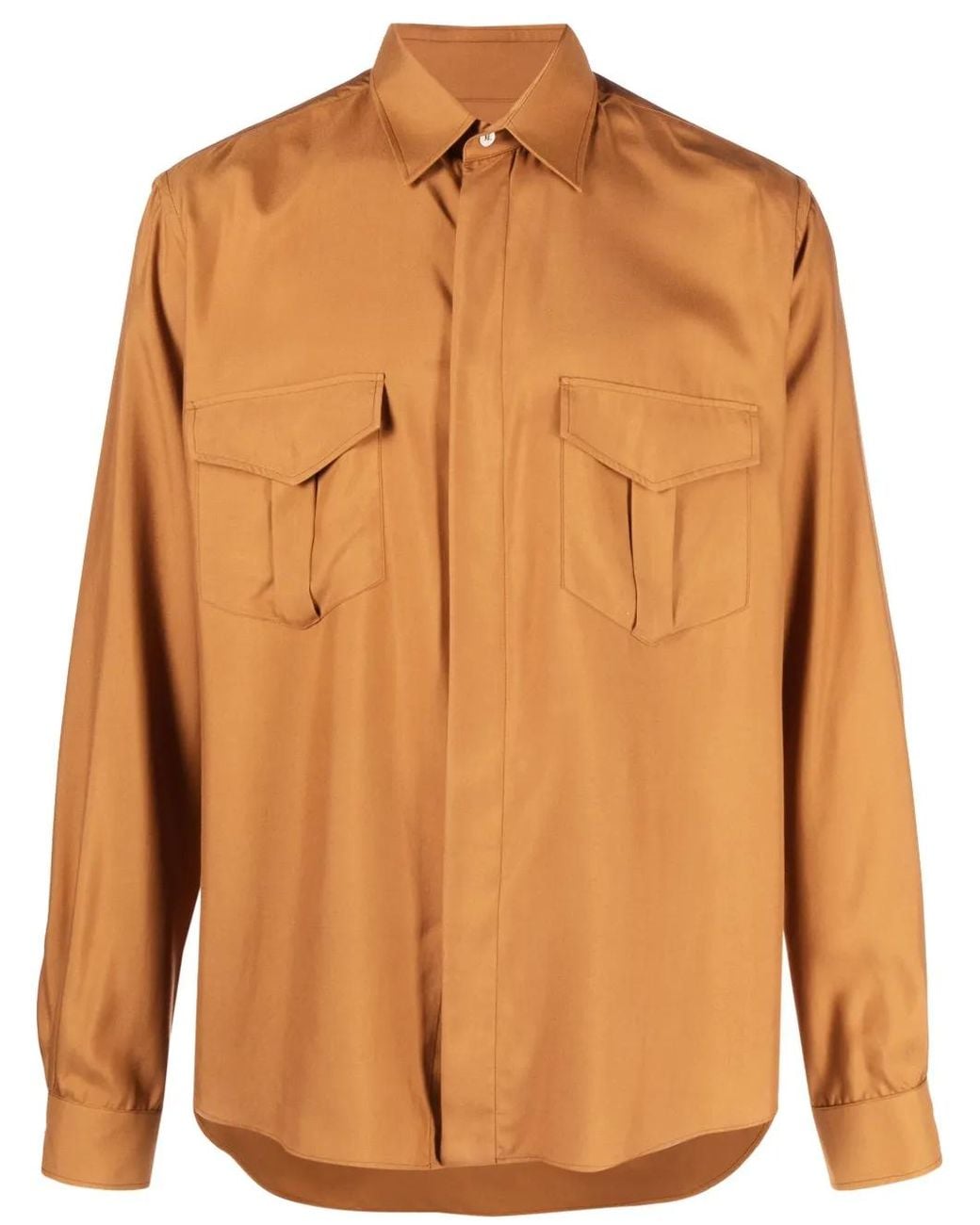 Bally Orange Pointed-Collar Silk Shirt for men