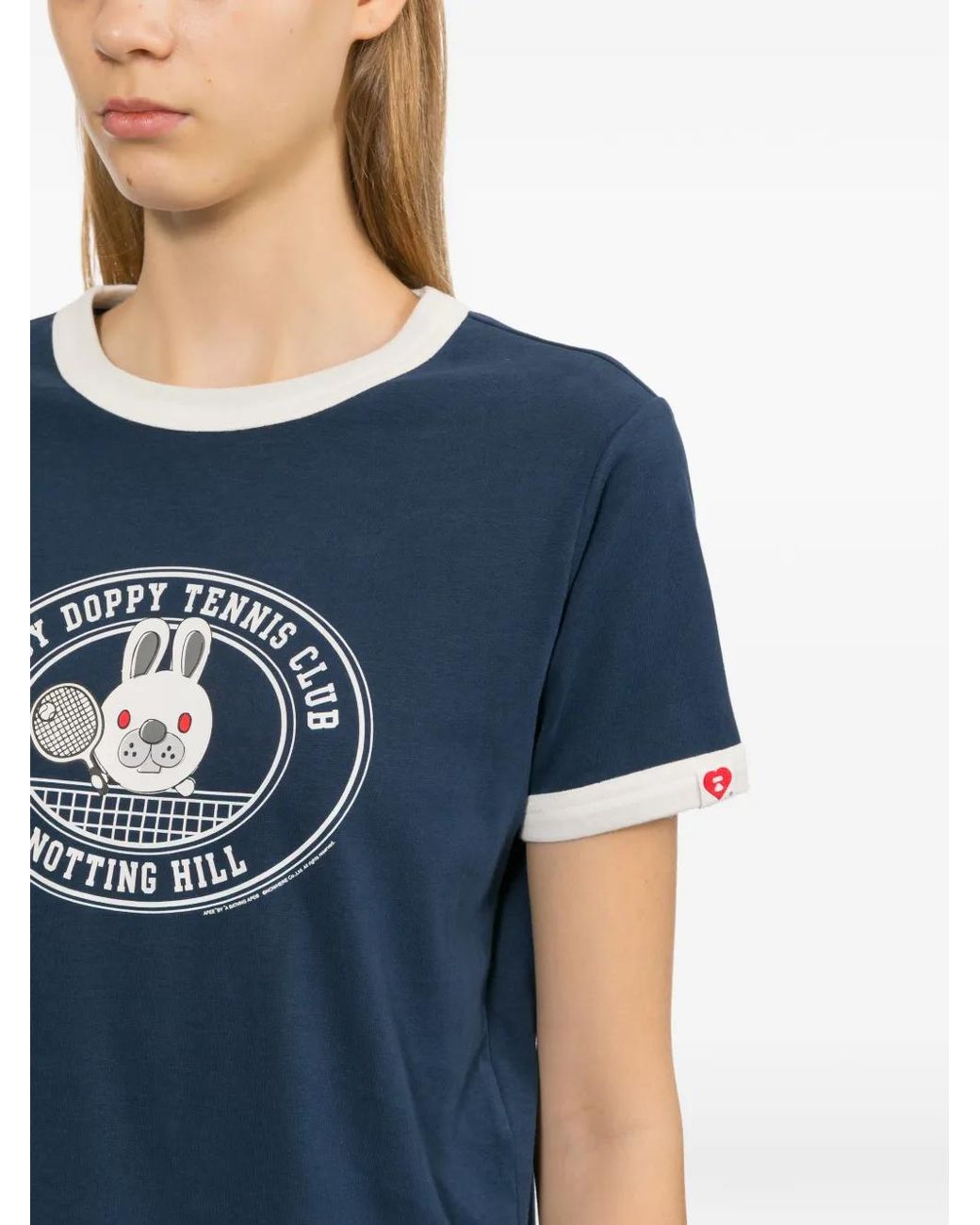 AAPE BY A BATHING AP Blue Contrast-Trim Graphic T-Shirt