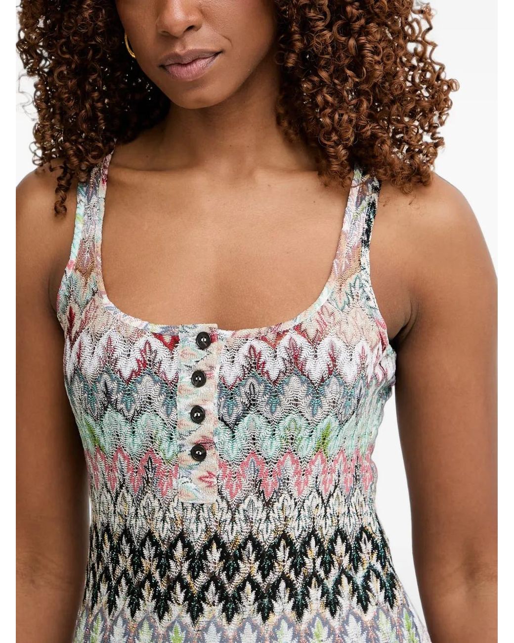 Missoni White Zigzag-Knit Sleeveless Top