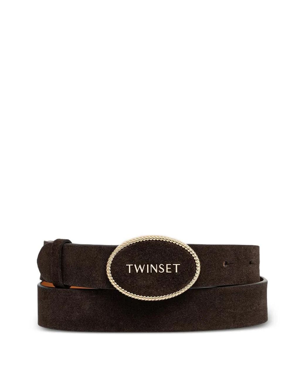 Twinset Multicolor Ceinture En Daim À Plaque Logo