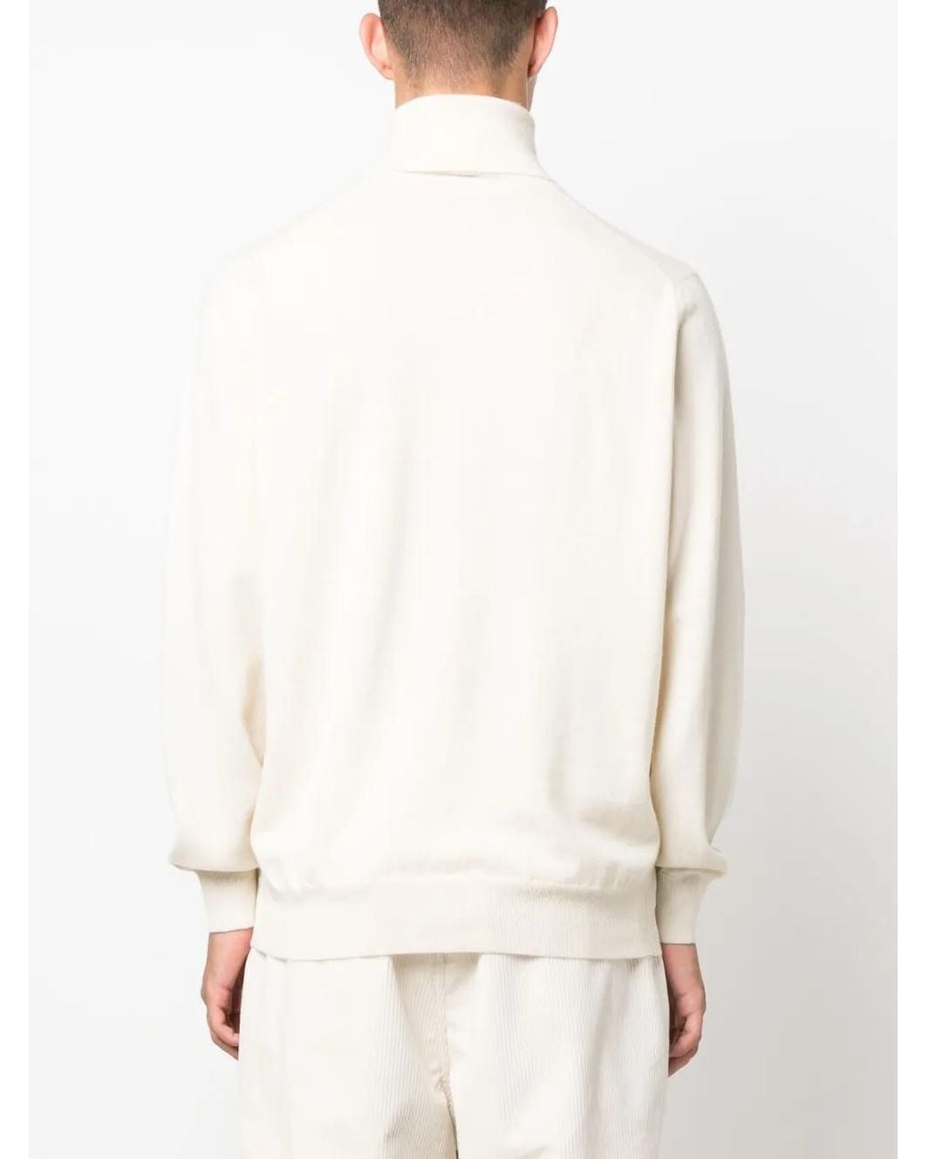 Brunello Cucinelli White Cashmere Turtleneck Sweater for men