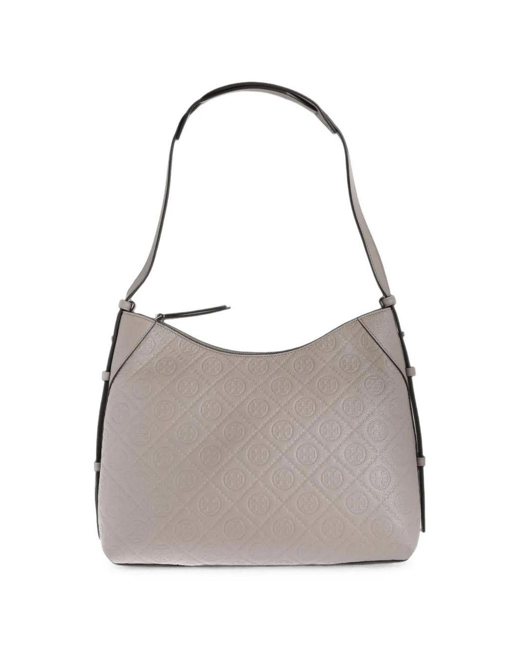 Tory Burch Gray T Monogram Leather Tote Bag