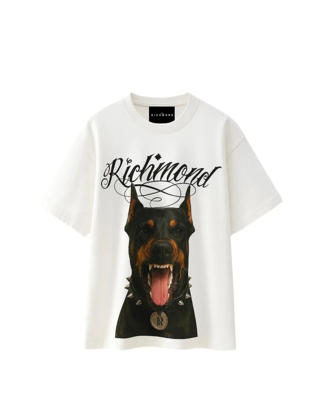 John Richmond White Dog-Print T-Shirt for men