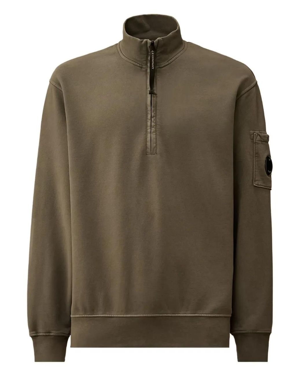 C P Company Green C.P.Company Half Zip Sweatshirt With Lens Pocket for men