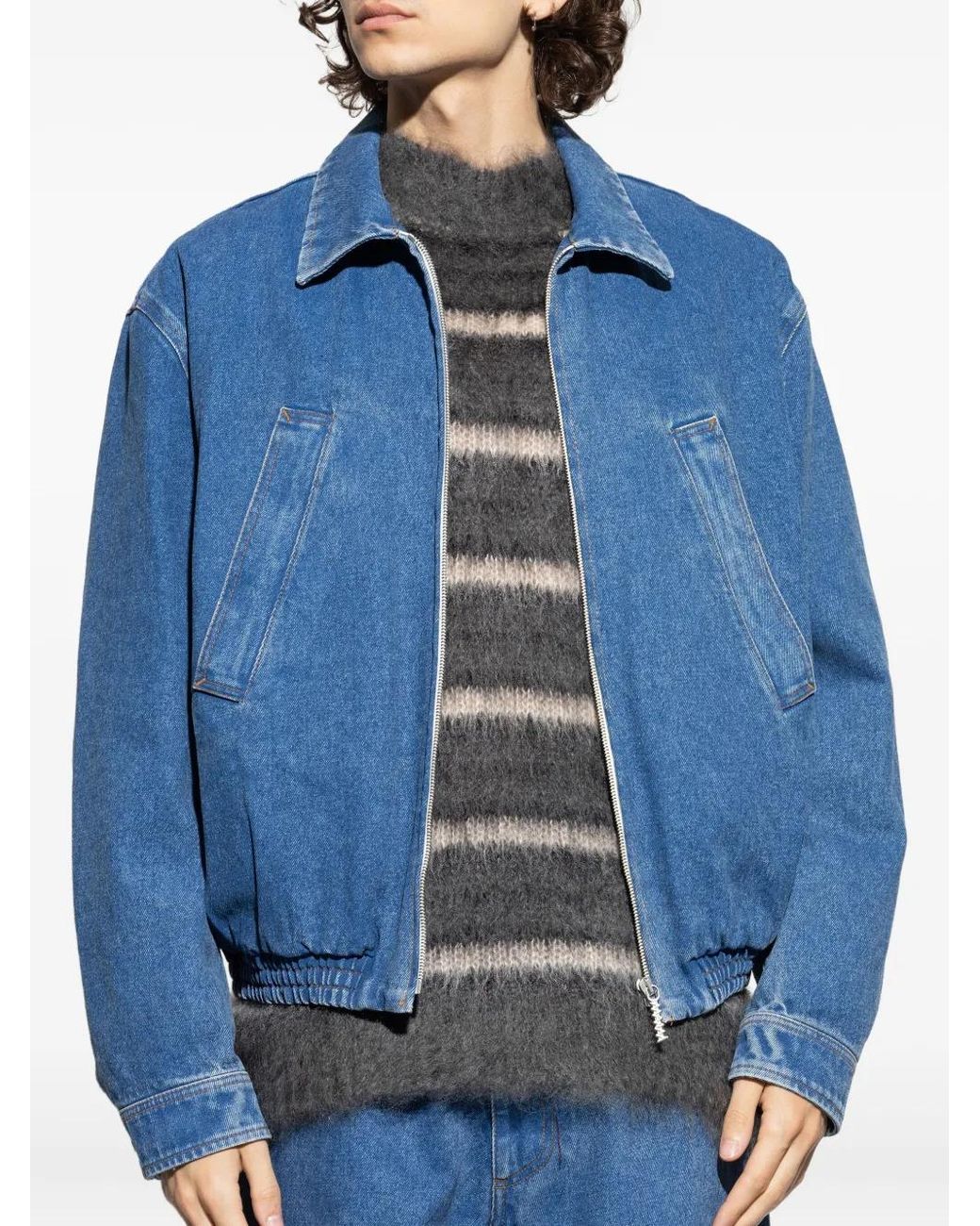 Marni Blue Denim Logo-Print Jacket for men