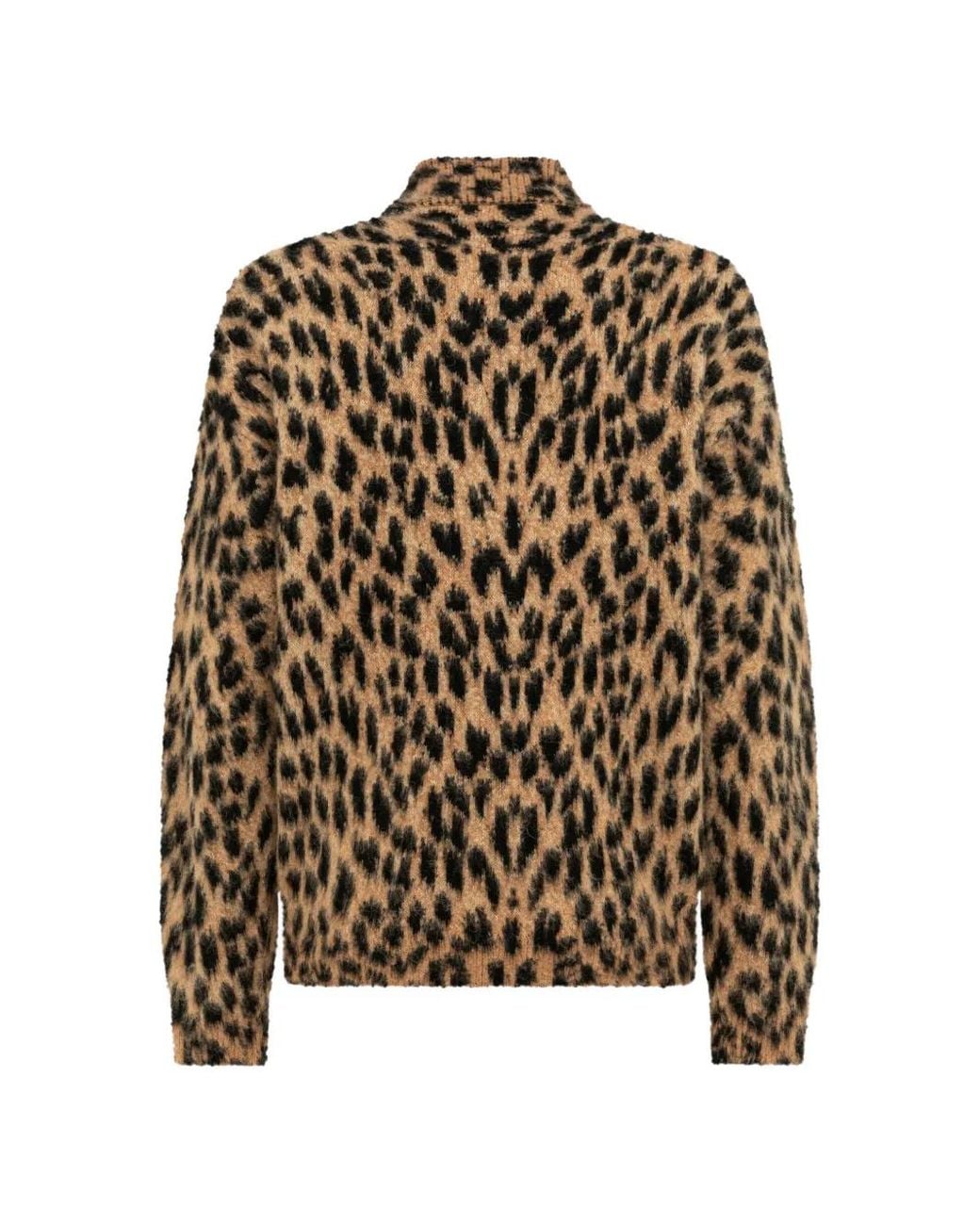 Laneus Brown Leopard-Print Knitted Jacket for men