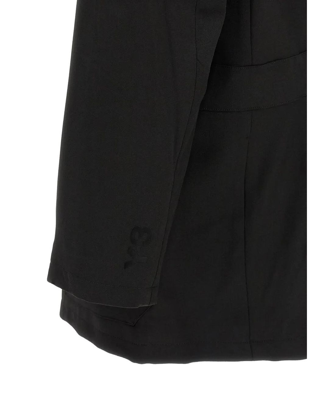 Y-3 Black Wool Chore Coat for men