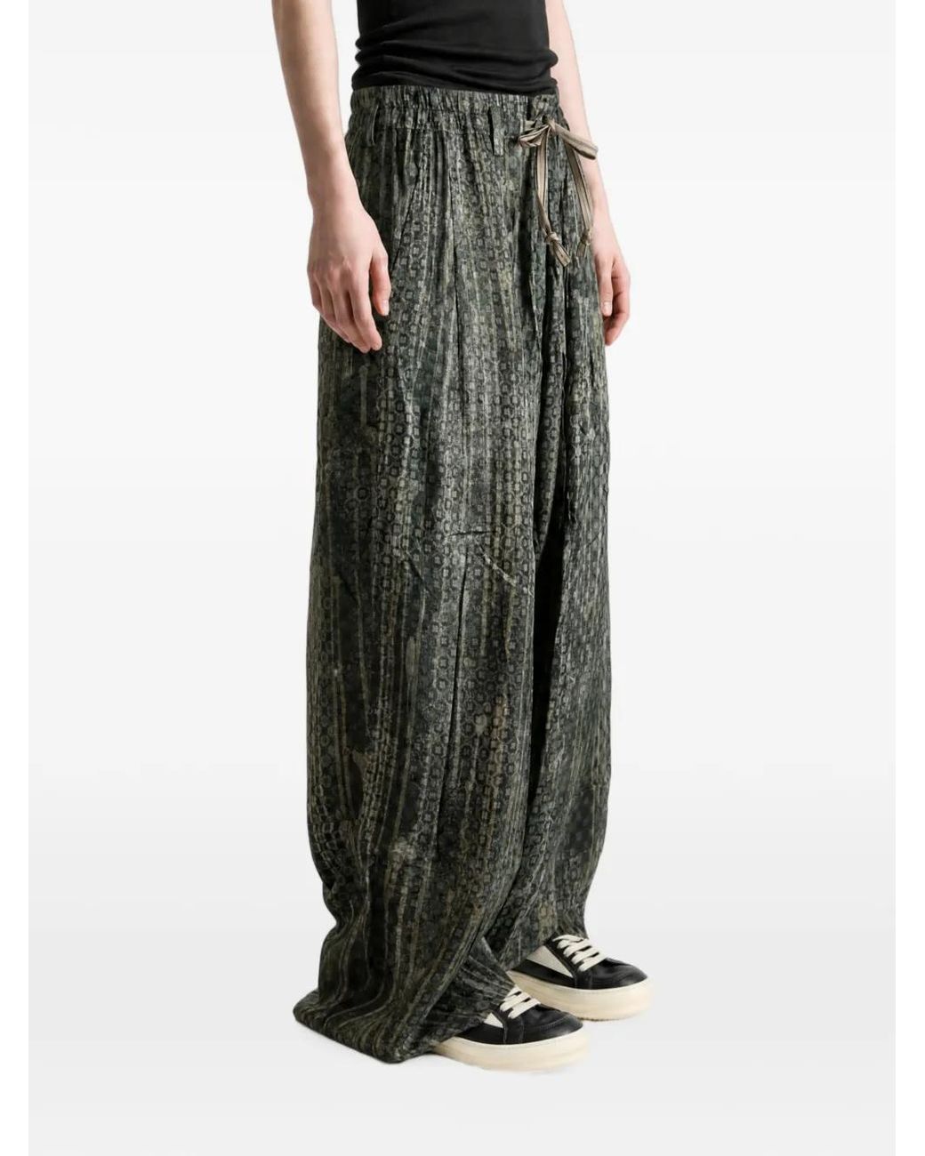 Ziggy Chen Gray Patterned Drawstring Trousers for men
