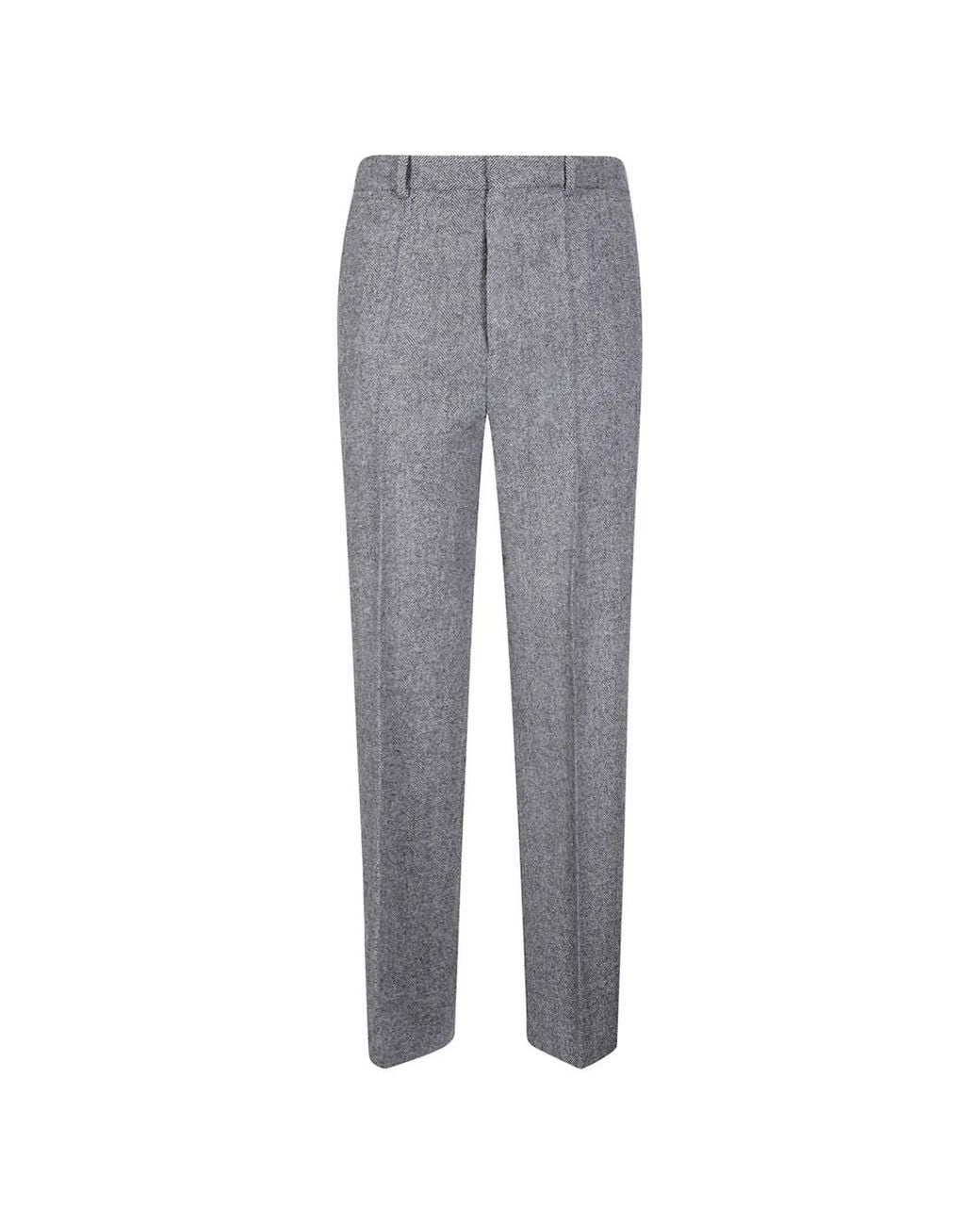 Maison Margiela Gray Herringbone-Pattern Trousers for men