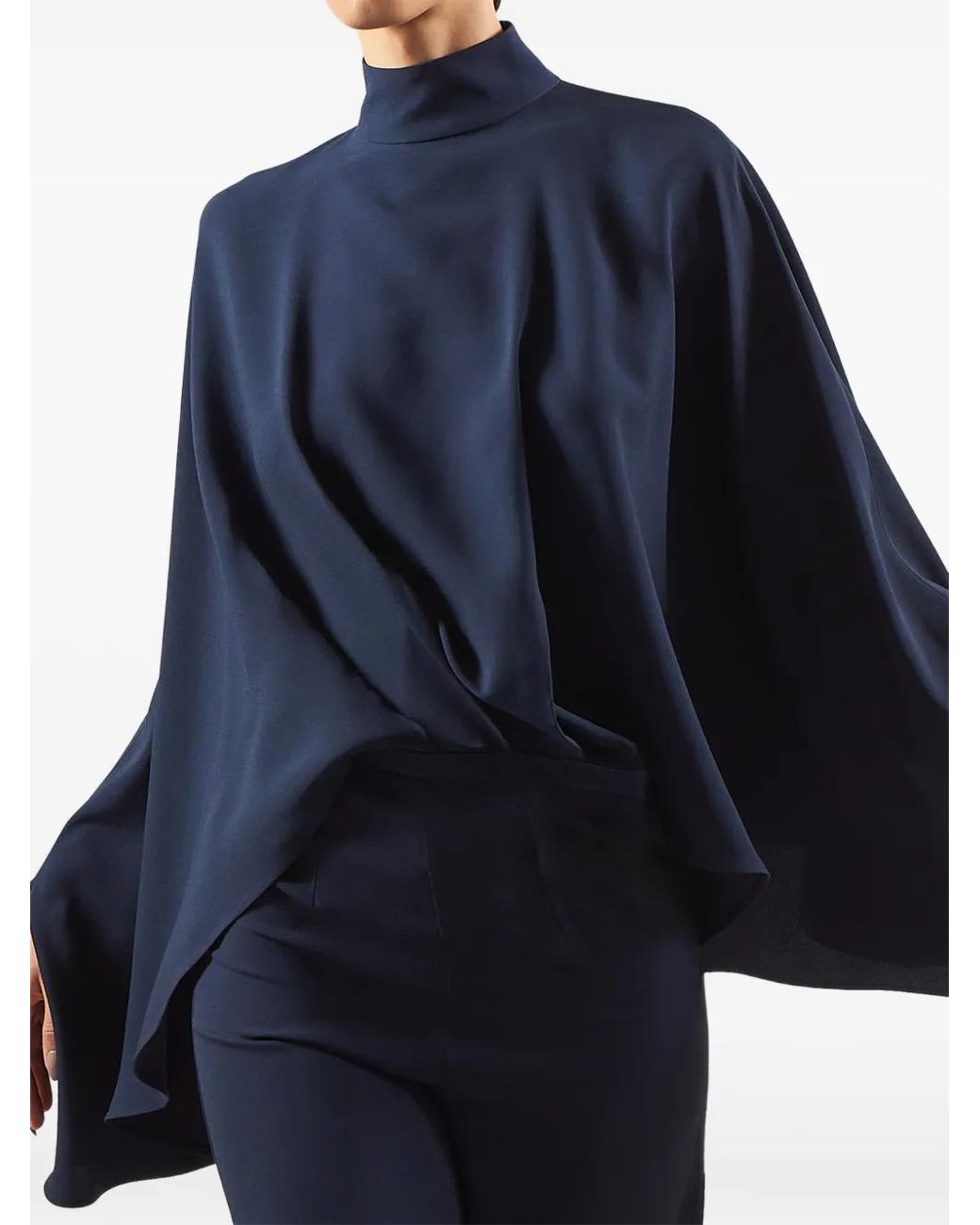 Taller Marmo Blue Eolia Cape-Sleeve Jumpsuit