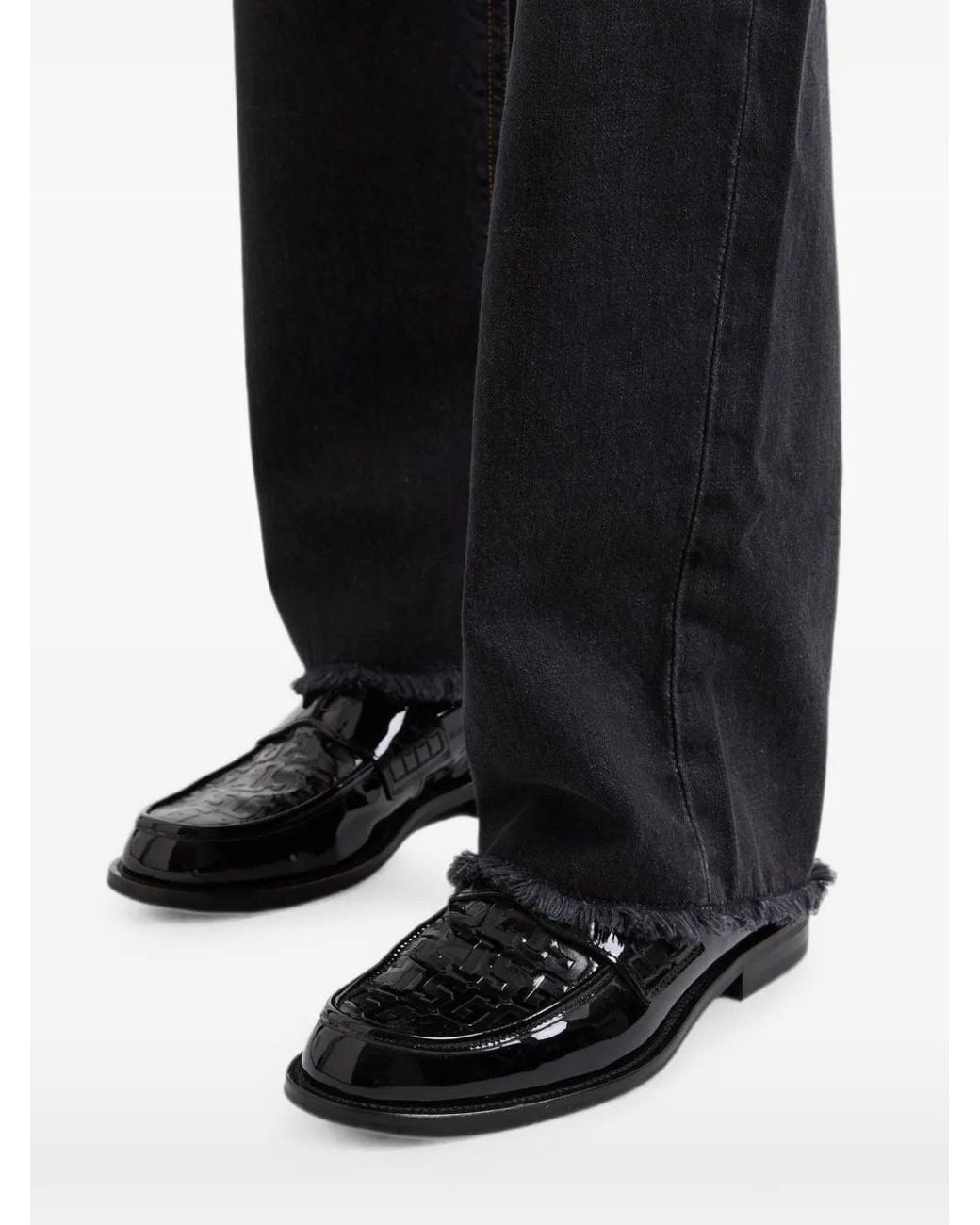 Gcds Black Wirdo Monogram-Embossed Loafers