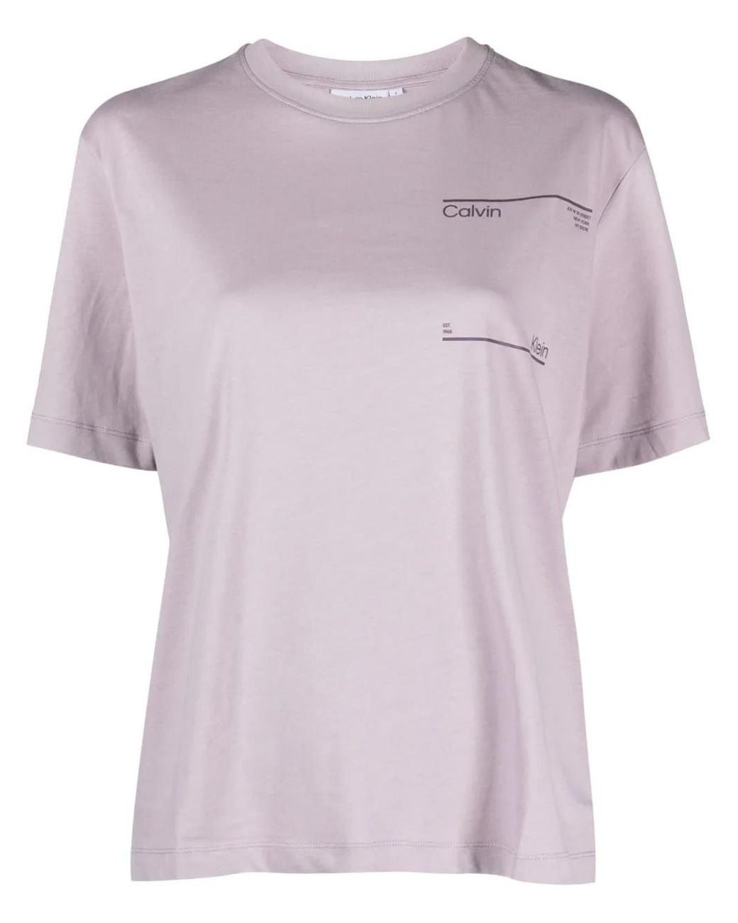 Calvin Klein Purple T-Shirt En Coton À Logo Imprimé