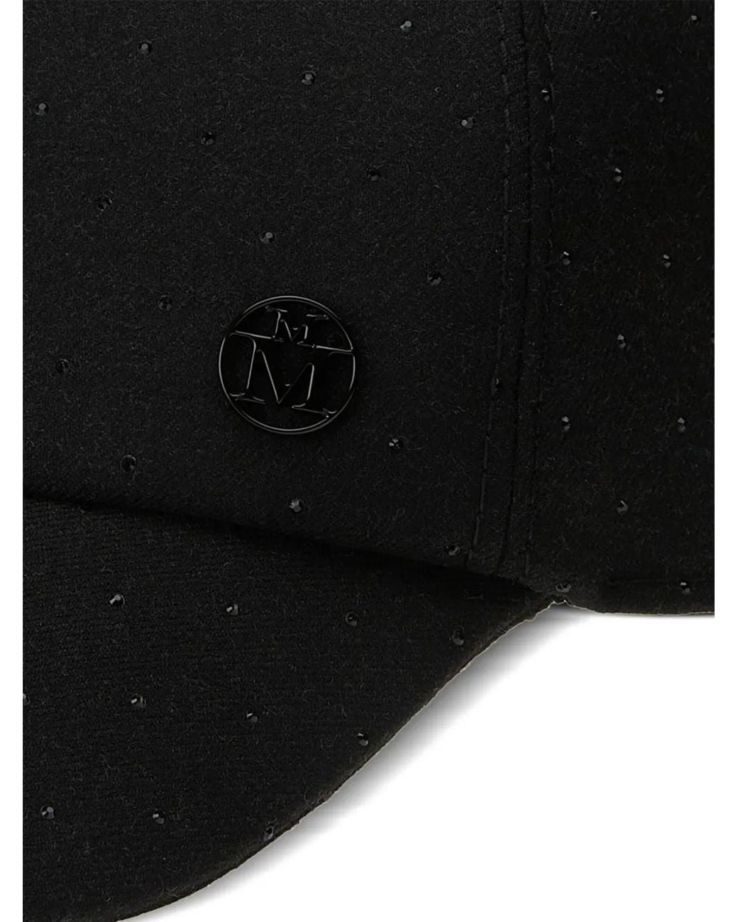 Maison Michel Black Studded Logo Baseball Cap