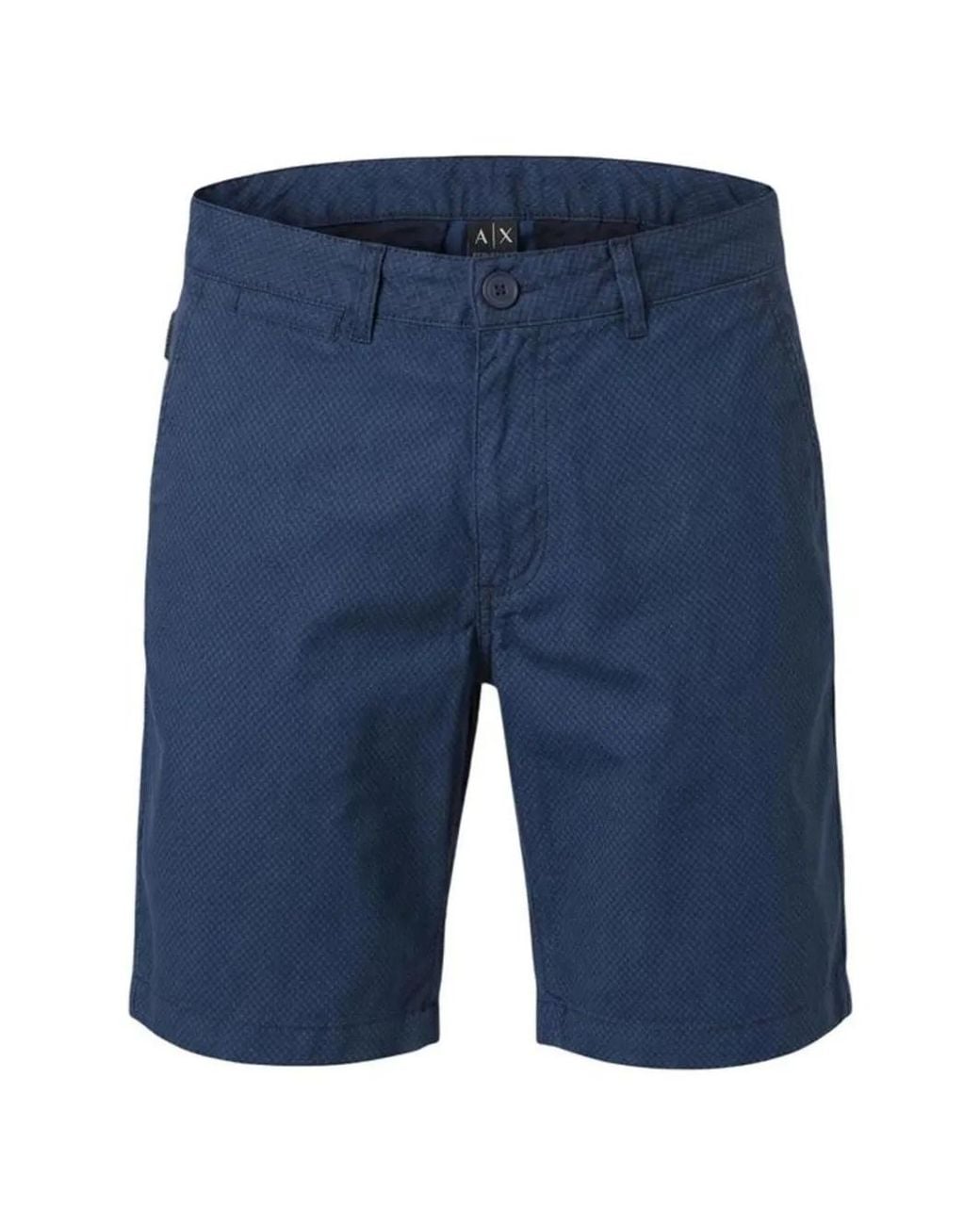 ARMANI EXCHANGE Blue Micro-Patterned Chino Shorts for men