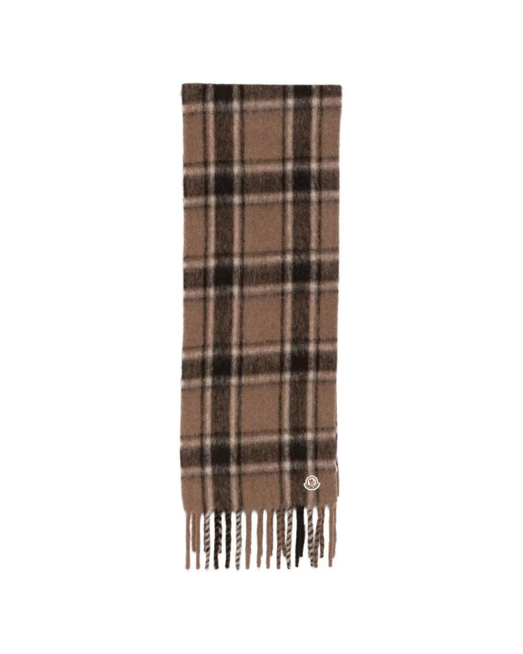 Sciarpa A Quadri Con Frange di Moncler in Natural da Uomo