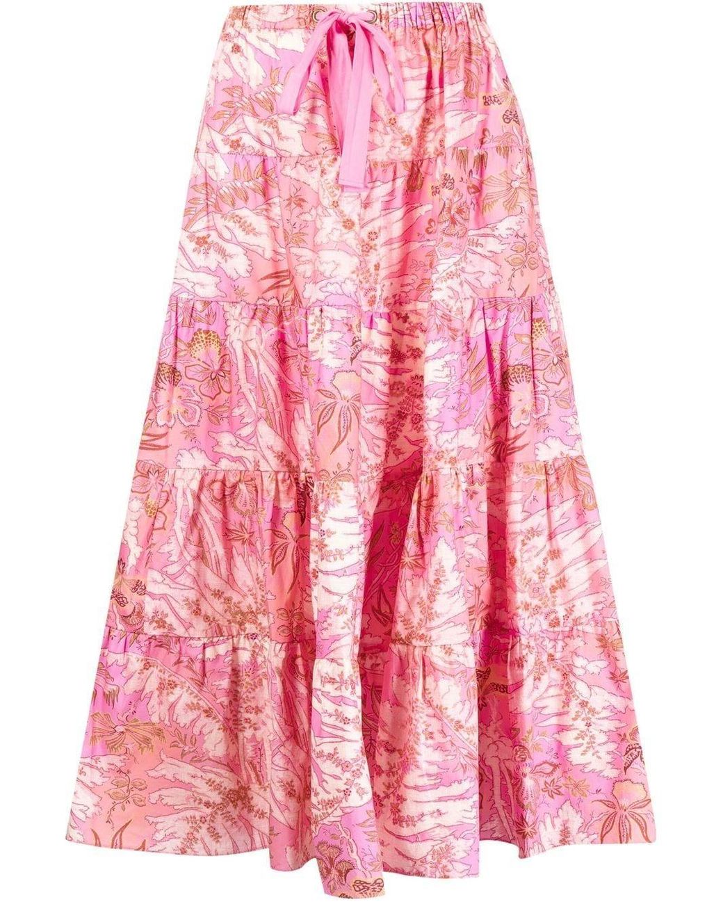 Ulla Johnson Makana Floral-print Maxi Skirt in Red | Lyst Australia