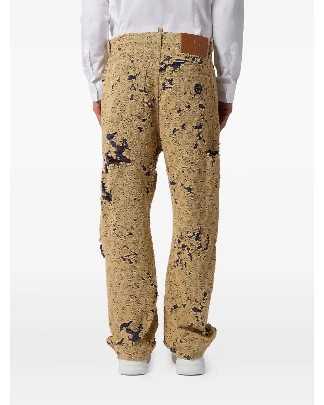 Philipp Plein Natural Distressed Denim Jeans for men