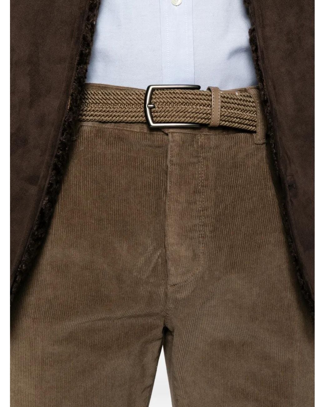 Incotex Gray Pleated Corduroy Trousers for men